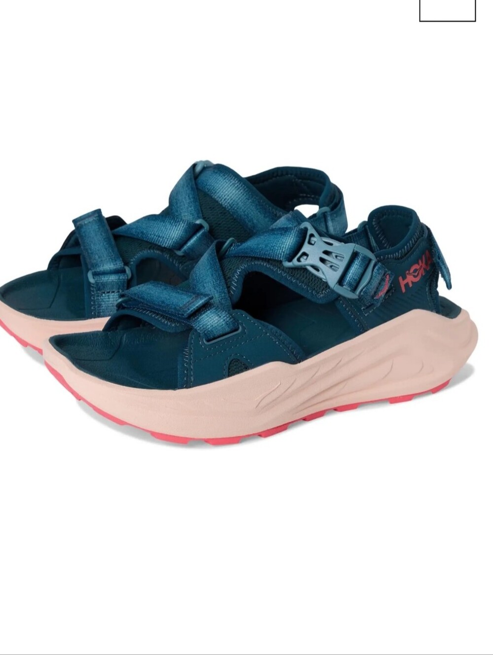 HOKA Infini Hike TC Vibram Hiking Sandals Womens 6.5 Blue Grapefruit Fit Like 7 - Picture 14 of 16
